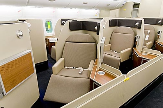 Qantas first class cabin